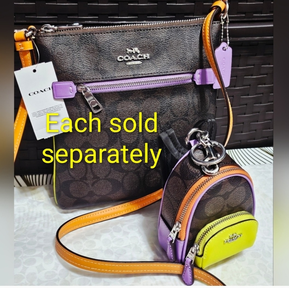 Coach Mini Backpack key chain C7803 bag charm Neon Multicolor Purple Orange NEW - Picture 11 of 11